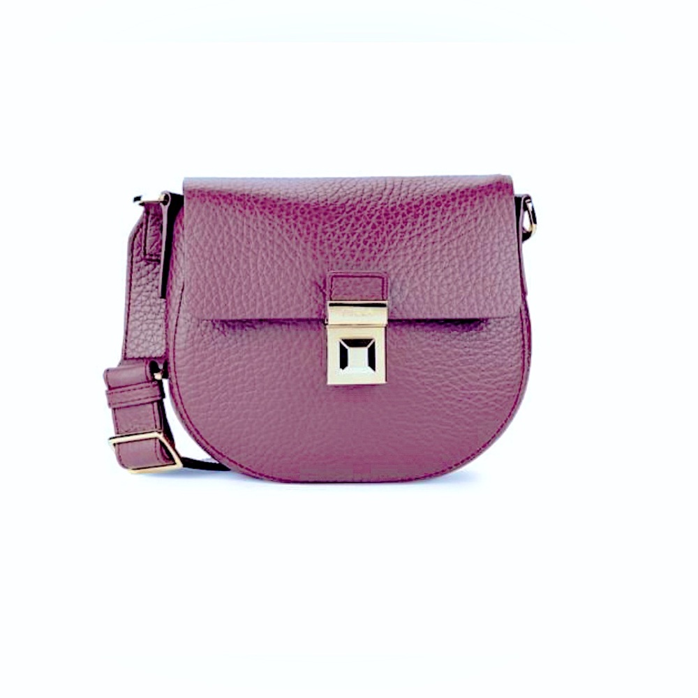 Furla Purple Leather Saddle Crossbody Bag - 7.5" x 6.5 - “Bordeaux” Mini Glenn - Picture 12 of 13